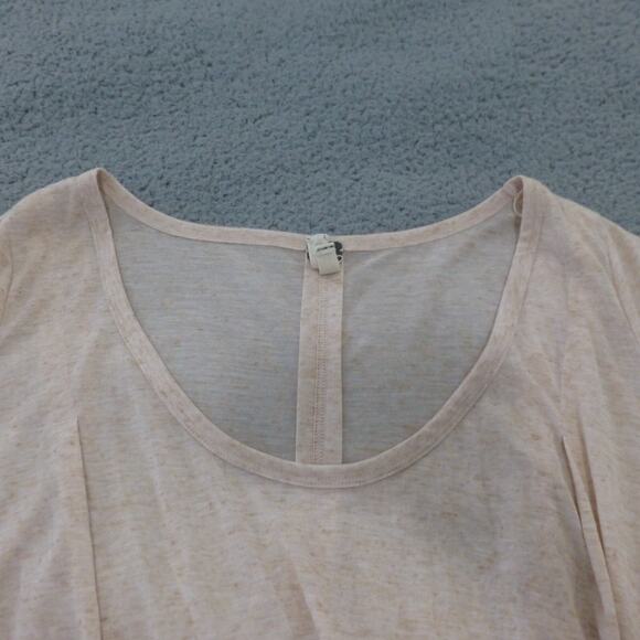We The Free Top Womens L Boho Beige 3/4 Sleeve Flowy Slouchy Scoop Neck Linen - Picture 3 of 10
